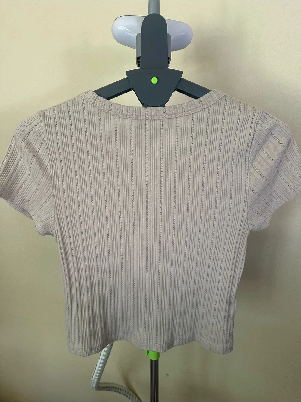 American Eagle Outfitters Ribbed Short Sleeve Top - Light Taupe